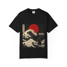 T shirt - Bruh. The Great Wave Kanagawa Funny Japanese Surfing Cat T-Shirt picture