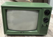Rare Olive Green AMARK AM1340G 13” CRT Color Television 1987 Works picture