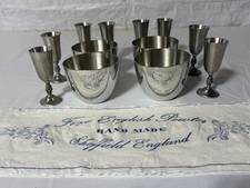 Vintage Westminster English Pewter Jefferson Cups Goblets Set Sheffield England picture