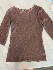 BKE Women's M Mauve Floral Lace Sheer Long Sleeve Top Romantic Boho Y2K picture