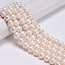Natural Graduated White Edison Pearl Round Beads Size 10-12mm 15.5'' Strand picture