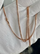 1.8MM Solid 14K Rose Gold Round Box D.C Chain Necklace 16-24