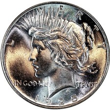 Brilliant GEM Uncirculated $1 1925 Peace US Silver Dollar 90% BU SUPER FRESH  picture