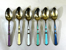 VTG 6 Gorham Sterling Silver Demitasse Spoons Enamel 3” H521-H526 Colorful DS63 picture