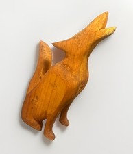 Vintage Naive Folk Art Carved Wooden Howling Wolf picture