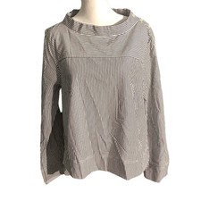 J.Crew Black White Striped Funnelneck Top Women’s 10 — Preppy, Coastal, Casual picture