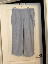 J. Jill Love Linen Blue Chambray High-Rise Pull-On Ankle Pants Size M picture
