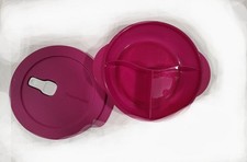 Tupperware Crystalwave Round Vented Divided Dish 1.5 Cup & 2-1 Cup Raspberry  picture
