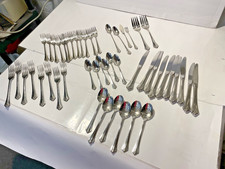 Oneida Community Royal Flute STAINLESS Flatware 46 SERVING, FORKS,KNIVES, SPOONS picture