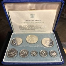 1974 Belize Proof Sterling Silver Coin Set 8 Coins Franklin Mint Box & COA picture