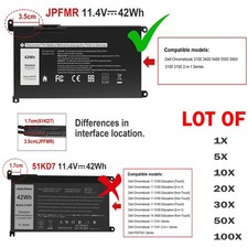 🧡LOT JPFMR Battery For Dell Chromebook 3100 3400 5488 5593 5493 3100 2-in-1 42W picture