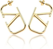 18K Gold Plated Luxury V Stud Earrings for Women - Fashion Jewelry Gift picture