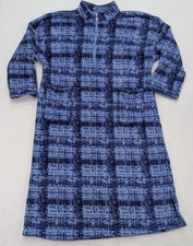 Stan Herman Women's Fleece Robe Nightgown Blue 1/4 Zip Pullover Warm picture