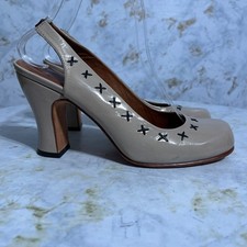 John Fluevog Women's Size 8M Shoes Brown Patent Leather Pumps Slingback Heels picture