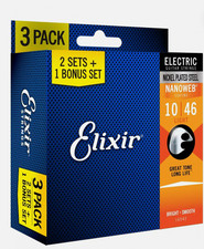 *3 SETS ELIXIR NANOWEB 12052 NICKEL PLATED ELECTRIC GUITAR STRINGS LIGHT -10-46* picture