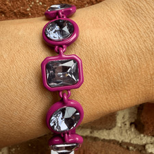 Karl Lagerfeld Women's Geometric Crystal Flex Bracelet Fuchsia OS NWT picture