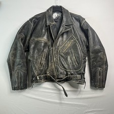 Vintage 2BU Wear Jacket Mens Small San Francisco Leather Moto Motorcycle Faded picture