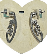 Brighton Phoebe’s Plaque Silver Tone Openwork Dangle Post Earrings NWOT Retired picture