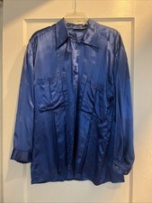 Crisca Satin Blue Vintage Button Down picture