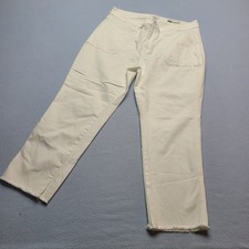 J.Jill Denim Cropped Jeans Womens 12P White Excellent High Rise Raw Hem picture