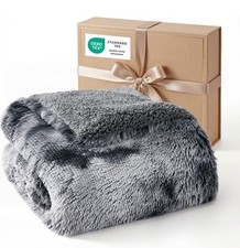 Bedsure Faux Fur Fluffy Fleece Sherpa Blanket Couch Throw Grey 50