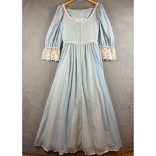 Gunne Sax Vintage Lace Trim Prairie Maxi Dress Puff Sleeve Romantic Cottagecore picture