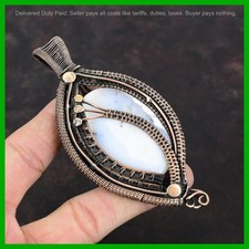 Copper Oval Natural Dendrite Opal Unique Wire Wrapped Wife Boho Birthday Pendant picture