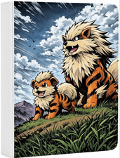 Growlithe & Arcanine Hill. UV Color or Laser Engraved Zipper 4-9-12 Slot Binder picture