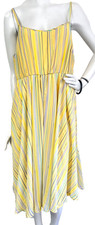NWT Torrid Yellow Pastel Stripe Chiffon Pleated Midi Dress Metallic Gold 1 1X picture