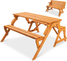 Best Choice Products 2-In-1 Transforming Interchangeable Outdoor Wooden Picnic T picture