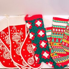 Vintage Handmade Christmas Stockings Lot Holiday Decor picture