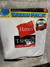 NOS PACK of 5 Vintage 2002 HANES Single Stitch T-SHIRTS Cotton MENS XL (46-48) picture
