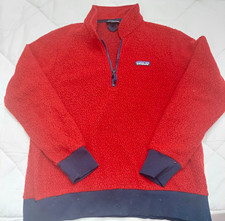 Patagonia Men's Fleece 1/4 Zip Mock Neck Pullover Sweater Red/Blue L picture