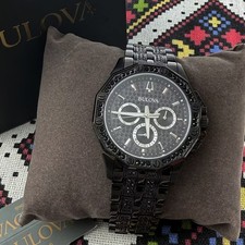 Bulova Classic Octava Crystal Men 98C134 Black Dial Diamond Quartz Watch 41.5mm picture