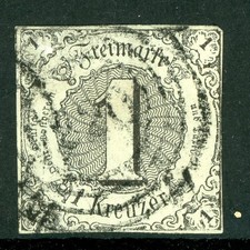Germany States 1852 Thurn & Taxis Southern Dist 1 Kr Lt Grn Sc #42 VFU O622 picture