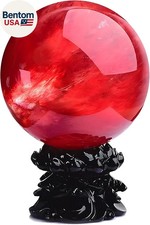 Red Obsidian Ball with Stand, 4 Inch Natural Red Crystal Ruby Ball Sphere Meltin picture
