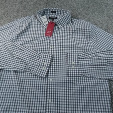 NEW Express Shirt Mens XL 17-17.5 White Plaid Slim Performance Dress Button Up picture