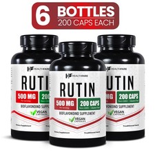 HealthFare Rutin 500mg Rutoside Bioflavonoid 200 Caps x 6 Bottles Made in USA picture