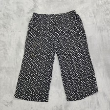 Dip Pants Womens XL Black White Floral Wide Leg Capri Pull On Casual Lightweight picture