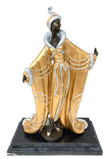 Erte Signed Bronze Monaco Sculpture Woman in Gown 14