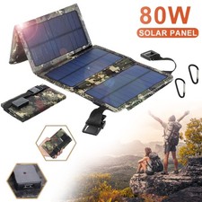80W Foldable USB Solar Panel Charger Power Bank for Camping Hiking picture