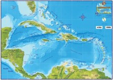 Caribbean Sea Wall Map Laminated Poster picture