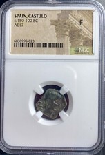Oretani People Ancient Celtic Iberian Coin 150BC-100BC Rare Bull Graded NGC picture