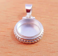 Solid 925 Sterling Silver 3mm Round Bezel Pendant Blank DIY Jewelry Setting picture