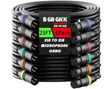 Juego de 6 cables XLR de 25 pies balanceados para micrófono profesional picture