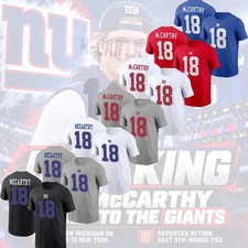 WELCOME J.J. McCarthy #18 New York Giants 2026 Player Name & Number Unisex Fans picture