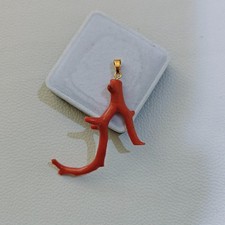 Natural Italy Orange Coral Branch Brass Pendant Handmade Gemstone Coral Jewelry picture