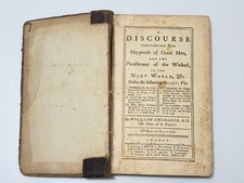 Antique 1760 Leather Book Sherlock Discourse Good Men & Wicked Next World London picture