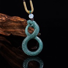 Myanmar Jadeite Snake Pendant Necklace Real Jade Carved Jewelry Luxury picture