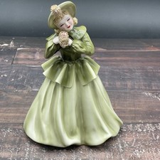 Florence Ceramics Pasadena CA “Linda Lou” Figurine Green Dress w Gold  7.5